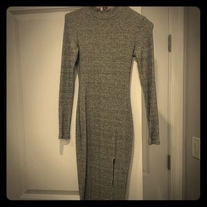 Gray bodycon dress with slit